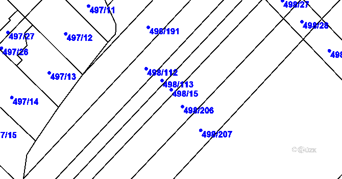 Parcela st. 498/15 v KÚ Bratčice, Katastrální mapa
