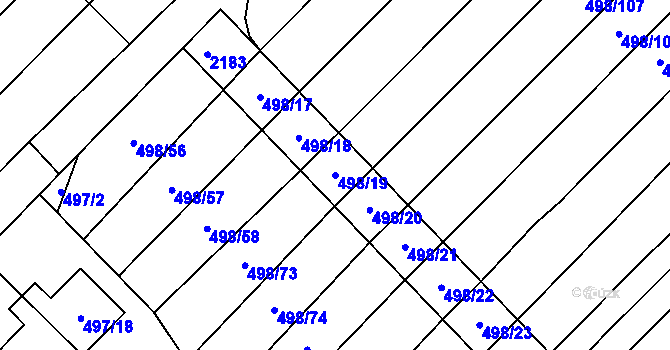 Parcela st. 498/19 v KÚ Bratčice, Katastrální mapa