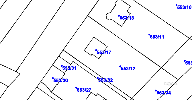 Parcela st. 553/17 v KÚ Bratčice, Katastrální mapa