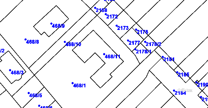 Parcela st. 468/11 v KÚ Bratčice, Katastrální mapa