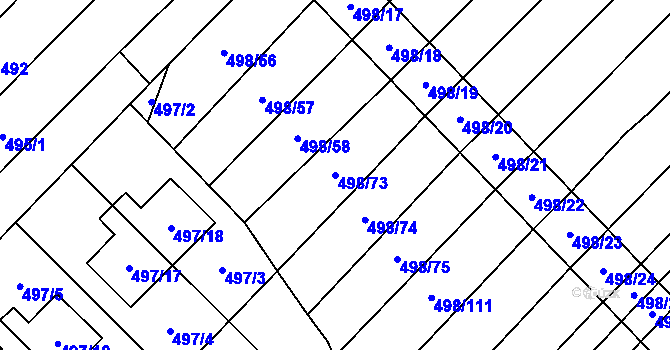 Parcela st. 498/73 v KÚ Bratčice, Katastrální mapa
