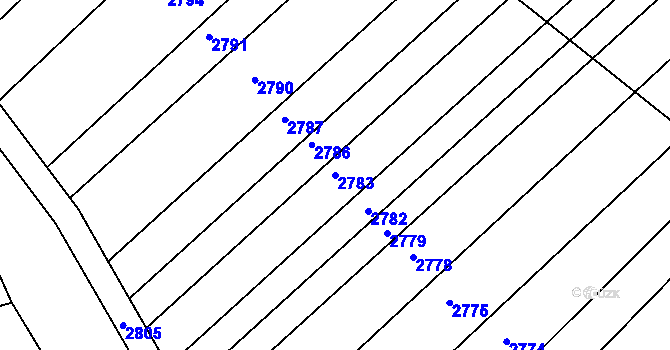 Parcela st. 2783 v KÚ Bratčice, Katastrální mapa