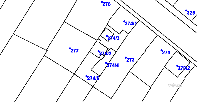 Parcela st. 274/2 v KÚ Bratčice, Katastrální mapa