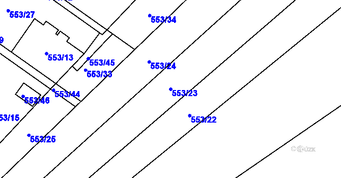 Parcela st. 553/23 v KÚ Bratčice, Katastrální mapa
