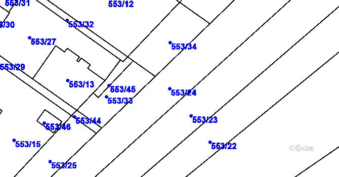 Parcela st. 553/24 v KÚ Bratčice, Katastrální mapa