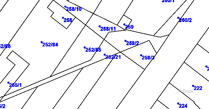 Parcela st. 252/21 v KÚ Bratčice, Katastrální mapa