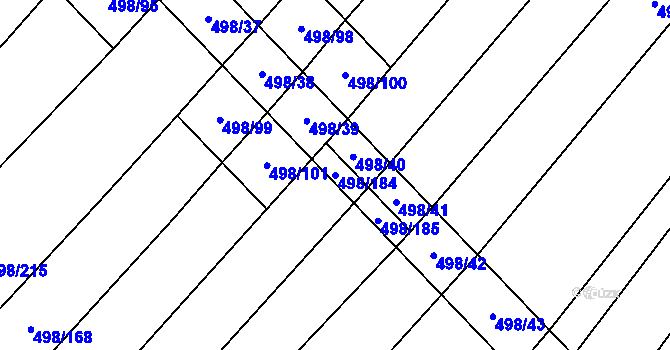 Parcela st. 498/184 v KÚ Bratčice, Katastrální mapa