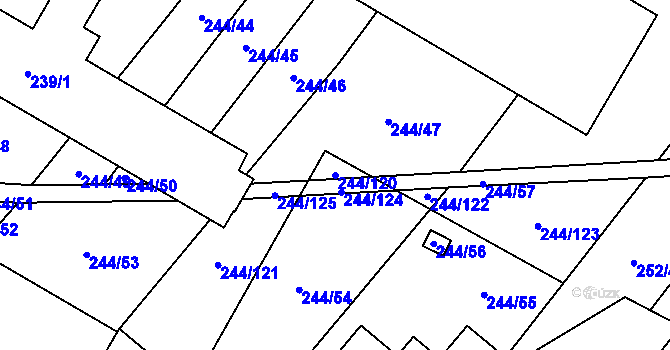 Parcela st. 244/120 v KÚ Bratčice, Katastrální mapa