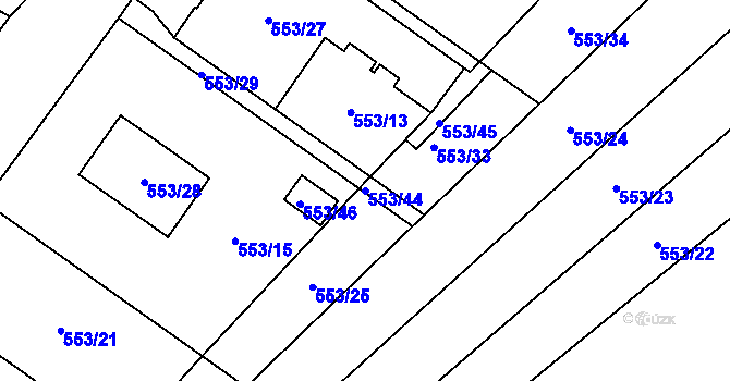 Parcela st. 553/44 v KÚ Bratčice, Katastrální mapa