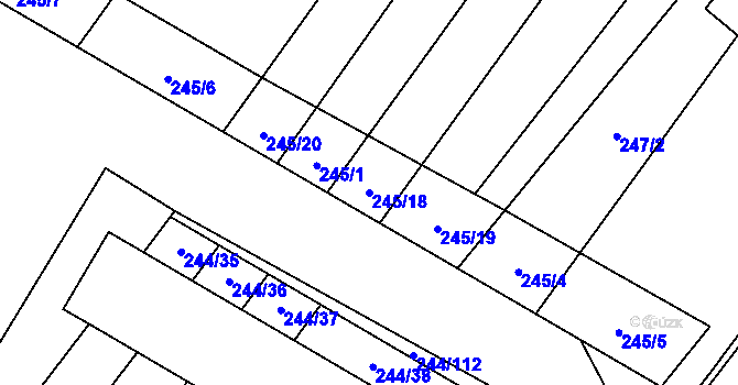 Parcela st. 245/18 v KÚ Bratčice, Katastrální mapa