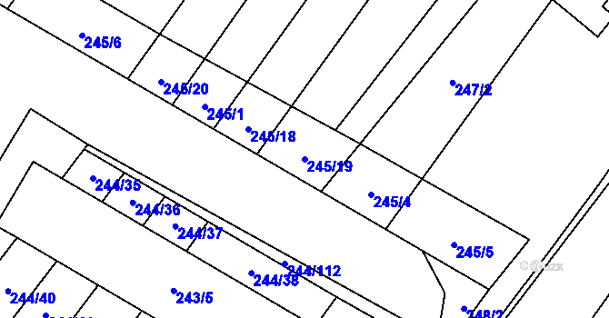 Parcela st. 245/19 v KÚ Bratčice, Katastrální mapa