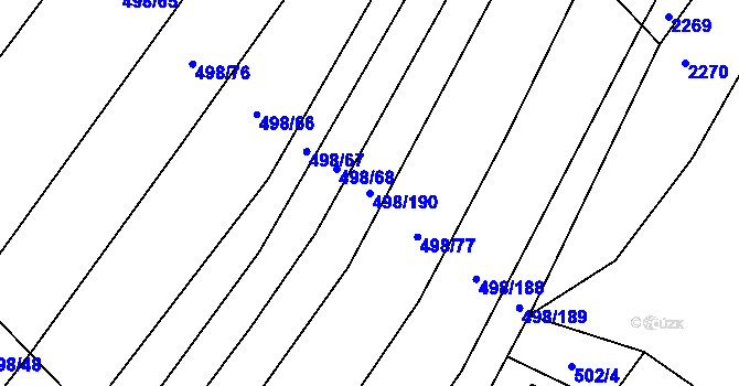 Parcela st. 498/190 v KÚ Bratčice, Katastrální mapa