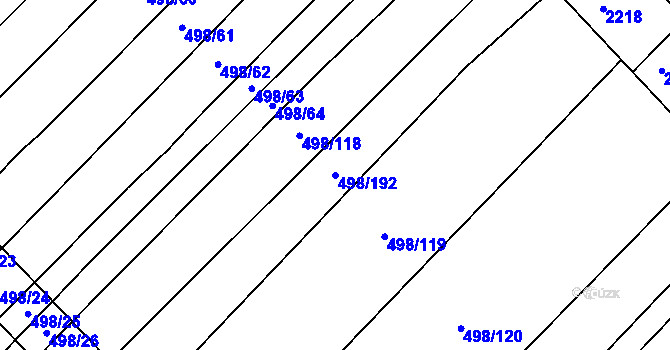Parcela st. 498/192 v KÚ Bratčice, Katastrální mapa