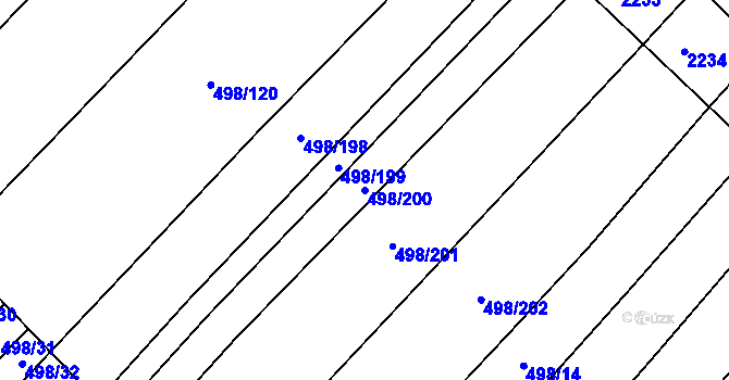 Parcela st. 498/200 v KÚ Bratčice, Katastrální mapa