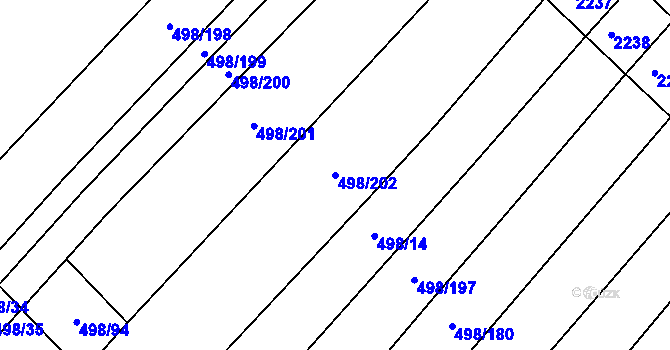 Parcela st. 498/202 v KÚ Bratčice, Katastrální mapa