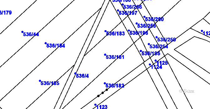 Parcela st. 536/181 v KÚ Bratčice, Katastrální mapa