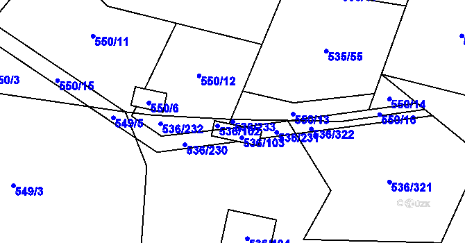 Parcela st. 536/233 v KÚ Bratčice, Katastrální mapa