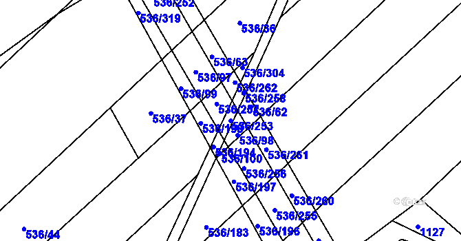 Parcela st. 536/253 v KÚ Bratčice, Katastrální mapa