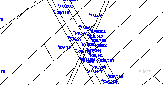 Parcela st. 536/257 v KÚ Bratčice, Katastrální mapa