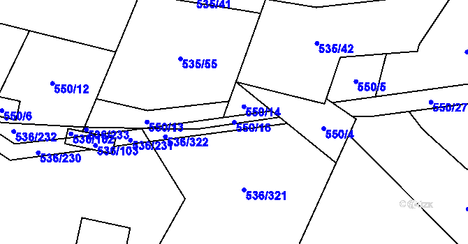 Parcela st. 550/16 v KÚ Bratčice, Katastrální mapa