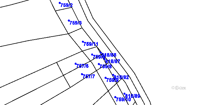 Parcela st. 818/88 v KÚ Bratčice, Katastrální mapa