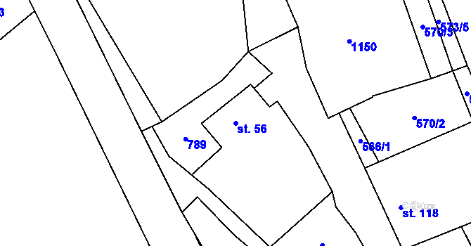 Parcela st. 56 v KÚ Nabdín, Katastrální mapa