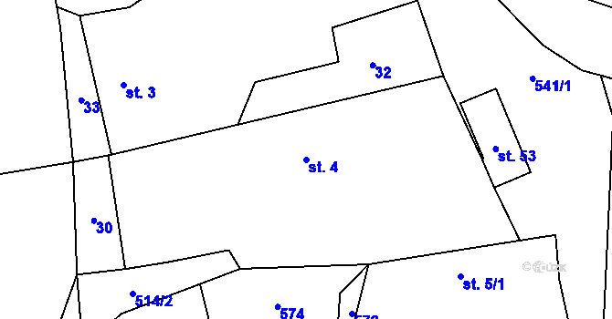 Parcela st. 4 v KÚ Bratkovice, Katastrální mapa