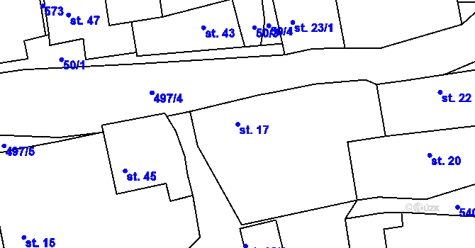 Parcela st. 17 v KÚ Bratkovice, Katastrální mapa