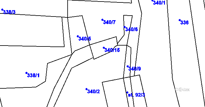 Parcela st. 340/8 v KÚ Bratkovice, Katastrální mapa