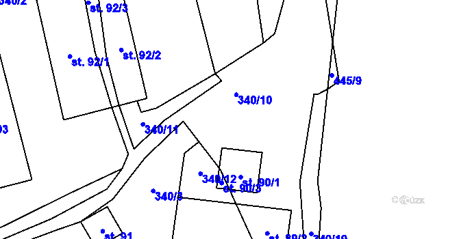 Parcela st. 340/17 v KÚ Bratkovice, Katastrální mapa