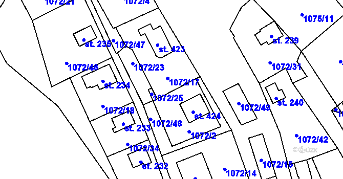 Parcela st. 1072/24 v KÚ Bratronice u Kladna, Katastrální mapa