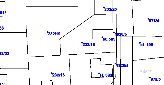 Parcela st. 232/18 v KÚ Bratronice u Kladna, Katastrální mapa