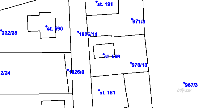 Parcela st. 569 v KÚ Bratronice u Kladna, Katastrální mapa