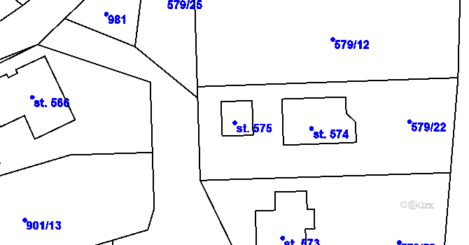 Parcela st. 575 v KÚ Bratronice u Kladna, Katastrální mapa