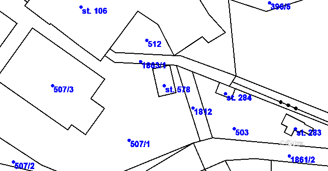 Parcela st. 578 v KÚ Bratronice u Kladna, Katastrální mapa