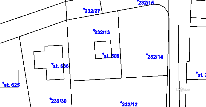 Parcela st. 589 v KÚ Bratronice u Kladna, Katastrální mapa