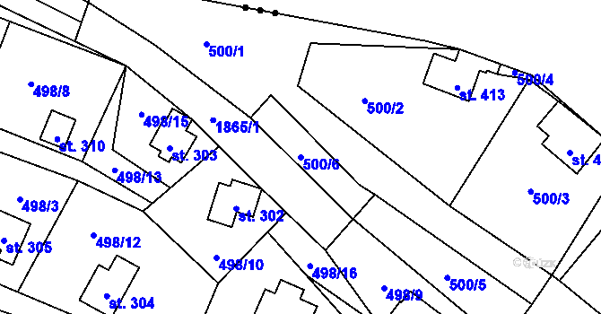 Parcela st. 500/6 v KÚ Bratronice u Kladna, Katastrální mapa