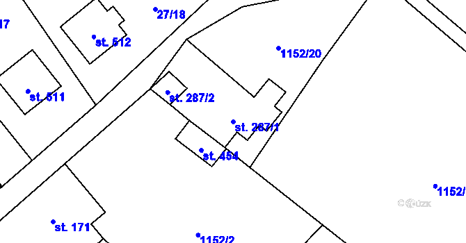 Parcela st. 287/1 v KÚ Bratronice u Kladna, Katastrální mapa