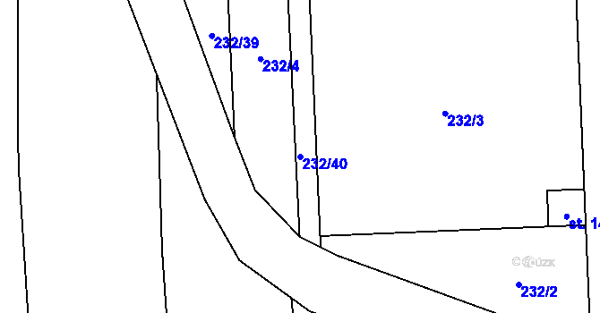 Parcela st. 232/40 v KÚ Bratronice u Kladna, Katastrální mapa