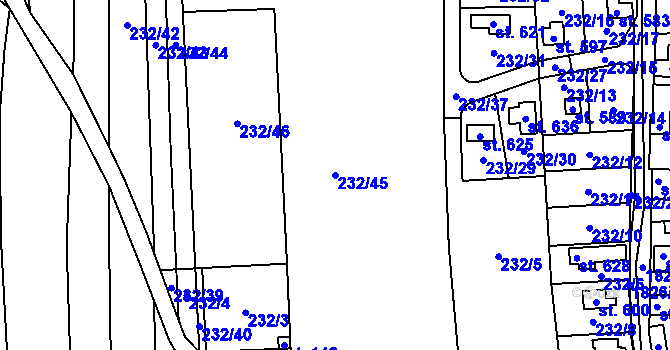 Parcela st. 232/45 v KÚ Bratronice u Kladna, Katastrální mapa