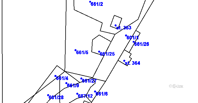 Parcela st. 661/25 v KÚ Bratronice u Kladna, Katastrální mapa