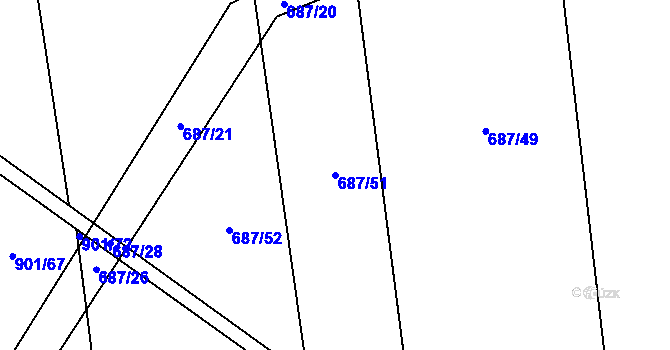 Parcela st. 687/51 v KÚ Bratronice u Kladna, Katastrální mapa