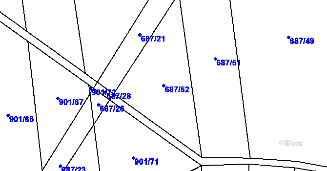 Parcela st. 687/52 v KÚ Bratronice u Kladna, Katastrální mapa