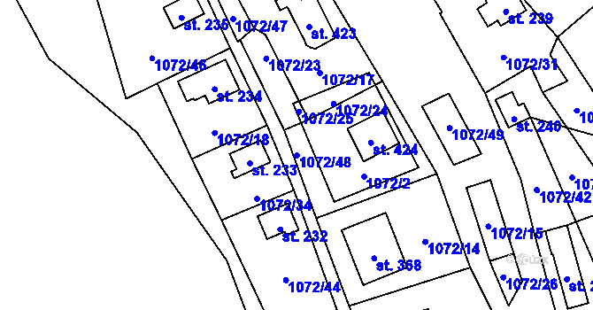 Parcela st. 1072/48 v KÚ Bratronice u Kladna, Katastrální mapa