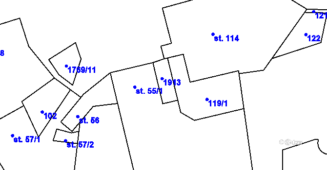 Parcela st. 55/3 v KÚ Bratronice u Kladna, Katastrální mapa