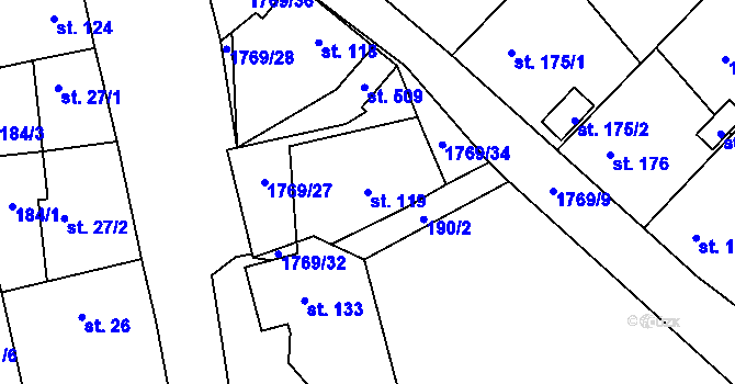 Parcela st. 119 v KÚ Bratronice u Kladna, Katastrální mapa