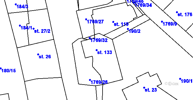 Parcela st. 133 v KÚ Bratronice u Kladna, Katastrální mapa