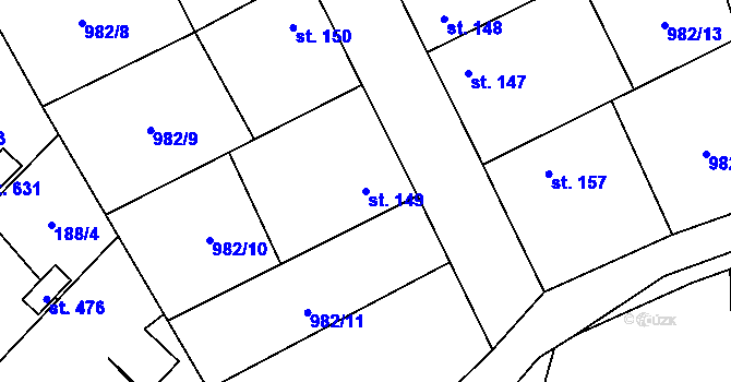 Parcela st. 149 v KÚ Bratronice u Kladna, Katastrální mapa