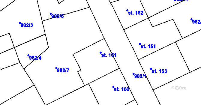 Parcela st. 161 v KÚ Bratronice u Kladna, Katastrální mapa