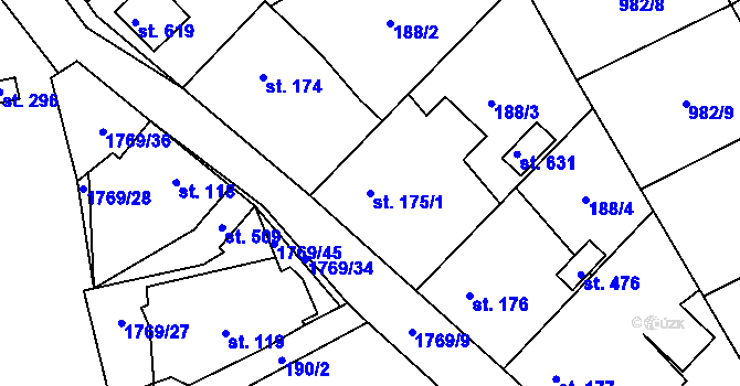 Parcela st. 175/1 v KÚ Bratronice u Kladna, Katastrální mapa